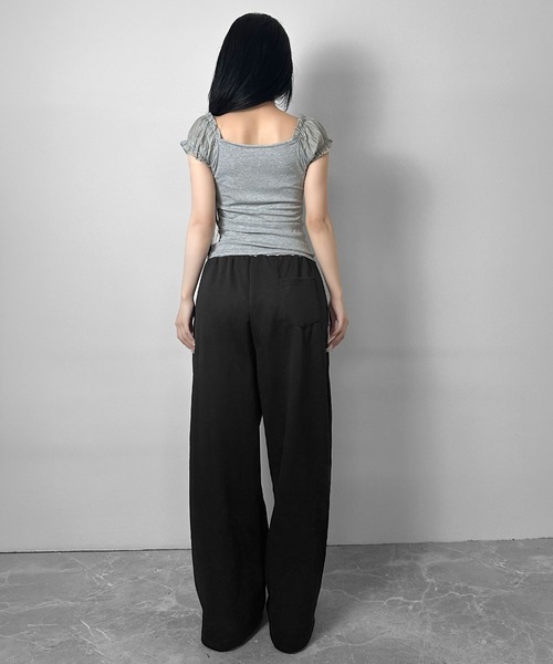 FOLLOWIN(フォロウィン)の「【3color 】シアーパフ袖リボントップス(Tシャツ/カットソー・レディース・ベージュ/ホワイト/グレー・FREE)」の19枚目の写真