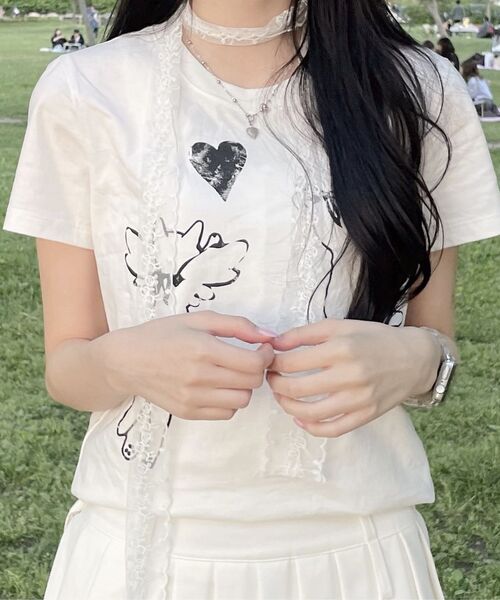 ROGIN N ROSIE（ロギンエンロージー）の「Love Cat Printed T-shirt White（Tシャツ/カットソー・レディース・その他・MEDIUM/SMALL）」の16枚目の写真