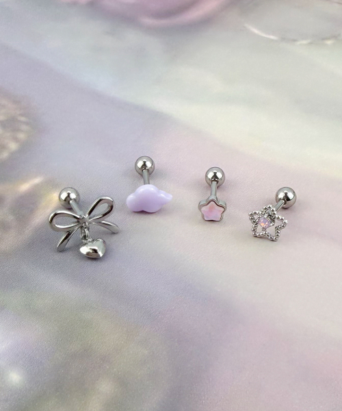 VVV（ブイブイブイ）の「[SET] パステルスタークラウドリボンピアス（ピアス（両耳用）・レディース・ホワイト/ブルー/パープル・FREE）」の4枚目の写真