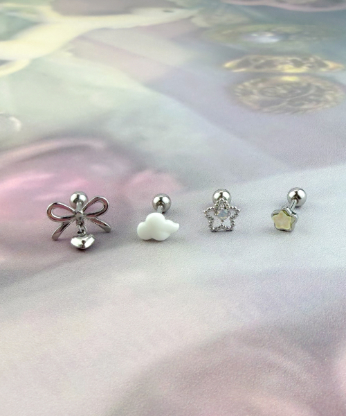 VVV（ブイブイブイ）の「[SET] パステルスタークラウドリボンピアス（ピアス（両耳用）・レディース・ホワイト/ブルー/パープル・FREE）」の6枚目の写真
