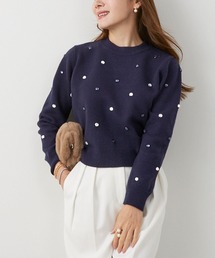 ビジュー付き ニット 長袖 Liala×PG