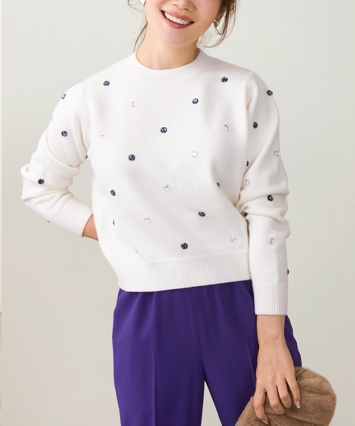 Liala×PG(リアラバイピージー)の「ビジュー付き ニット 長袖 Liala×PG(ニット/セーター・レディース・ネイビー・S)」の12枚目の写真