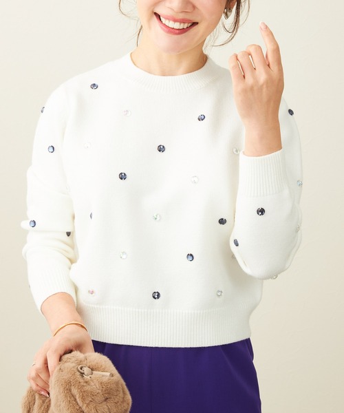 Liala×PG(リアラバイピージー)の「ビジュー付き ニット 長袖 Liala×PG(ニット/セーター・レディース・ネイビー・S)」の13枚目の写真