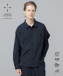 【セットアップ対応】 多機能素材ナイロン【URBAN FLEXOR】【防しわ、ストレッチ、ウォッシャブル、抗ピリング】 Essential Basic Regular Shirt