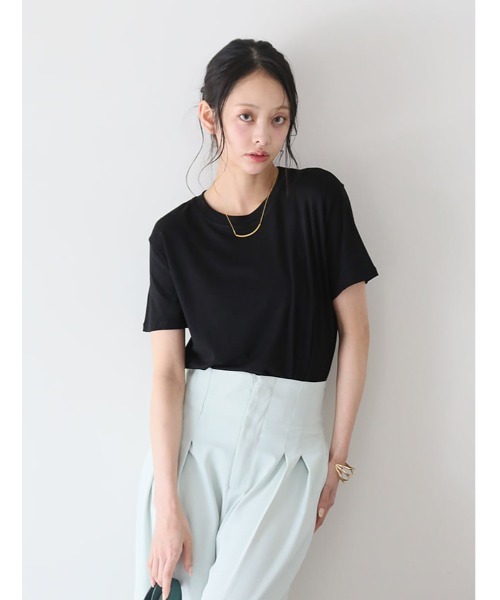 fifth(フィフス)の「にこちゃん刺しゅうベーシックTシャツ(Tシャツ/カットソー・レディース・ホワイト/ブラック・M)」の11枚目の写真