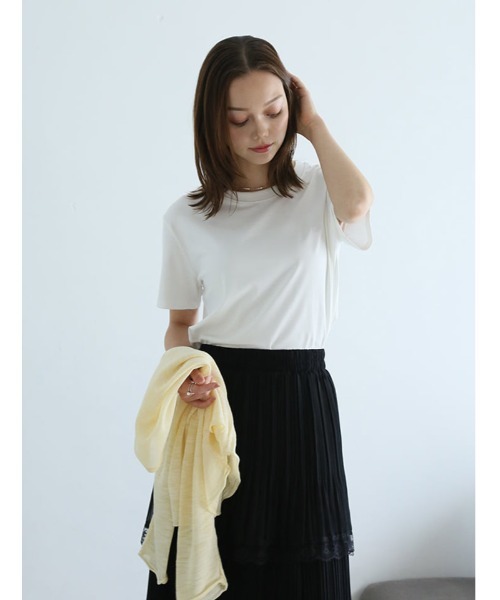 fifth(フィフス)の「にこちゃん刺しゅうベーシックTシャツ(Tシャツ/カットソー・レディース・ホワイト/ブラック・M)」の5枚目の写真