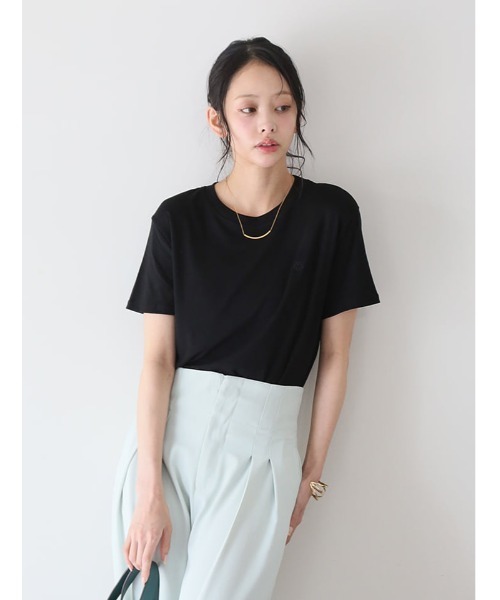 fifth(フィフス)の「にこちゃん刺しゅうベーシックTシャツ(Tシャツ/カットソー・レディース・ホワイト/ブラック・M)」の12枚目の写真