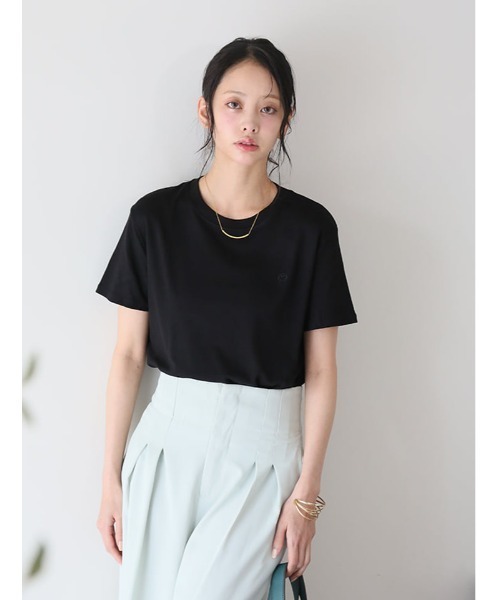 fifth(フィフス)の「にこちゃん刺しゅうベーシックTシャツ(Tシャツ/カットソー・レディース・ホワイト/ブラック・M)」の10枚目の写真