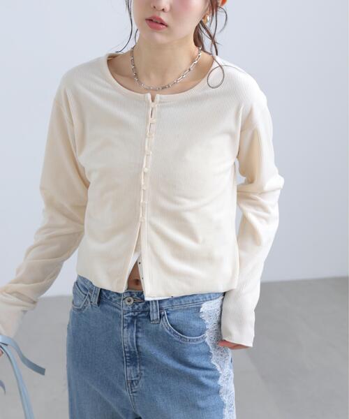 FREE'S MART(フリーズマート)の「◆ベロアリブカーディガン(Tシャツ/カットソー・レディース・ホワイト/ブラウン/ピンク・FREE)」の18枚目の写真