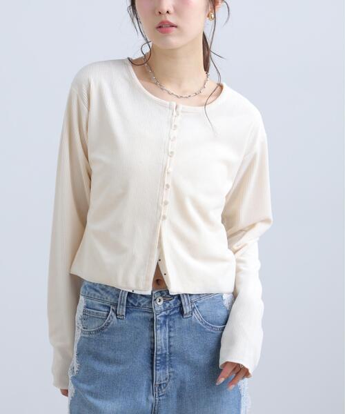 FREE'S MART(フリーズマート)の「◆ベロアリブカーディガン(Tシャツ/カットソー・レディース・ホワイト/ブラウン/ピンク・FREE)」の22枚目の写真