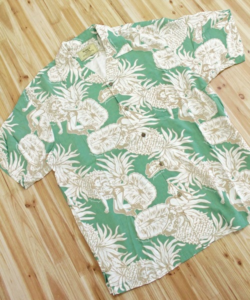 AVIREX（アヴィレックス）の「ALOHA SHIRT-PIN-UP＆PINEAPPLE-（シャツ/ブラウス・メンズ・エメラルド/ダークブラウン・XXL/XL/L/M）」の9枚目の写真