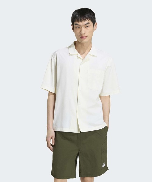 adidas(アディダス)の「クールフィーリング ルーズフィット オープンカラー 半袖Tシャツ / アディダス adidas(Tシャツ/カットソー・メンズ・ホワイト・XX-LARGE/3XL/LARGE/MEDIUM/SMALL/X-LARGE/X-SMALL)」の1枚目の写真