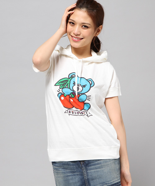 HYSTERIC GLAMOUR（ヒステリックグラマー）の「CHERRY BEAR pt PK（パーカー・レディース・ホワイト/チャコールグレー/ブラック・FREE）」の7枚目の写真