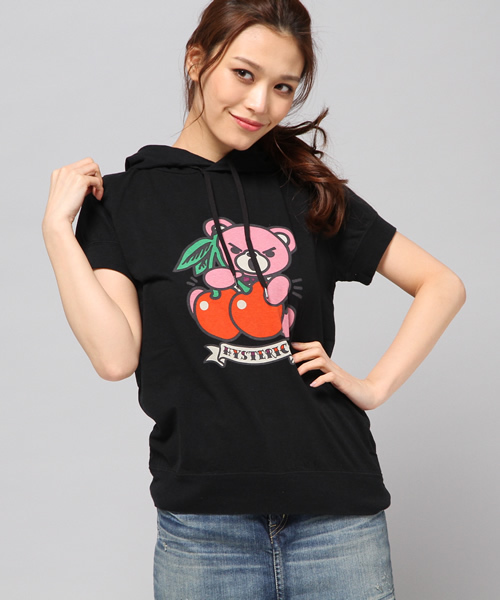 HYSTERIC GLAMOUR（ヒステリックグラマー）の「CHERRY BEAR pt PK（パーカー・レディース・ホワイト/チャコールグレー/ブラック・FREE）」の4枚目の写真