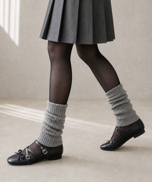 shoes365（シューズスリーシックスファイヴ）の「SHOES 365　クロスストラップバレエシューズ リボン付き スクエアトゥ メリージェーン フラットパンプス（パンプス・レディース・ブラック/レオパード・23.5cm/24.0cm/24.5cm/23.0cm）」の7枚目の写真