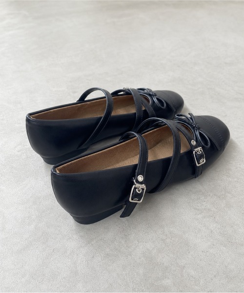 shoes365（シューズスリーシックスファイヴ）の「SHOES 365　クロスストラップバレエシューズ リボン付き スクエアトゥ メリージェーン フラットパンプス（パンプス・レディース・ブラック/レオパード・23.5cm/24.0cm/24.5cm/23.0cm）」の18枚目の写真