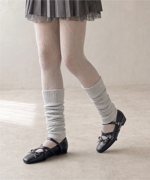 shoes365（シューズスリーシックスファイヴ）の「SHOES 365　クロスストラップバレエシューズ リボン付き スクエアトゥ メリージェーン フラットパンプス（パンプス・レディース・ブラック/レオパード・23.5cm/24.0cm/24.5cm/23.0cm）」の8枚目の写真
