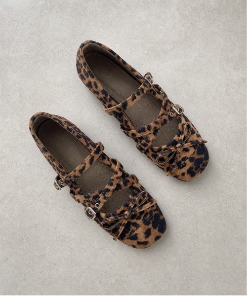 shoes365（シューズスリーシックスファイヴ）の「SHOES 365　クロスストラップバレエシューズ リボン付き スクエアトゥ メリージェーン フラットパンプス（パンプス・レディース・ブラック/レオパード・23.5cm/24.0cm/24.5cm/23.0cm）」の17枚目の写真