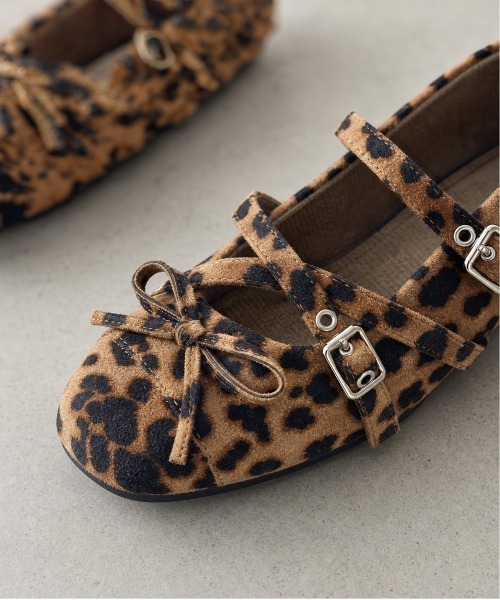 shoes365（シューズスリーシックスファイヴ）の「SHOES 365　クロスストラップバレエシューズ リボン付き スクエアトゥ メリージェーン フラットパンプス（パンプス・レディース・ブラック/レオパード・23.5cm/24.0cm/24.5cm/23.0cm）」の16枚目の写真