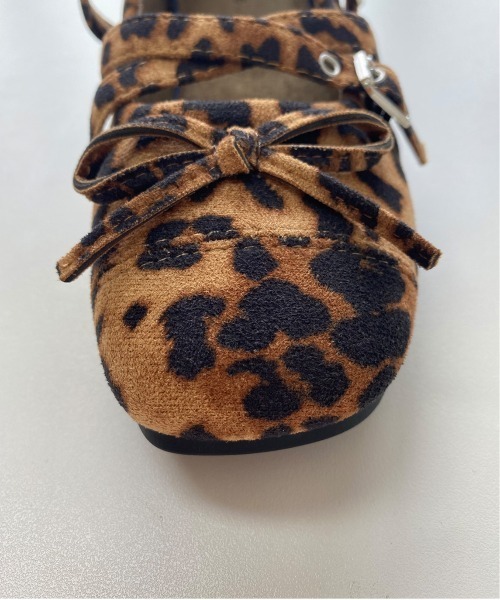shoes365（シューズスリーシックスファイヴ）の「SHOES 365　クロスストラップバレエシューズ リボン付き スクエアトゥ メリージェーン フラットパンプス（パンプス・レディース・ブラック/レオパード・23.5cm/24.0cm/24.5cm/23.0cm）」の12枚目の写真