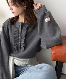 Java（ジャバ）の「《JaVaジャバコラボ》ラフなのに、ほんのり甘い。ワッフルフリルヘンリーネックトップス(オーバーサイズ)（Tシャツ/カットソー）」