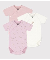 PETIT BATEAU | プリント半袖あわせボディ3枚組(肌着)