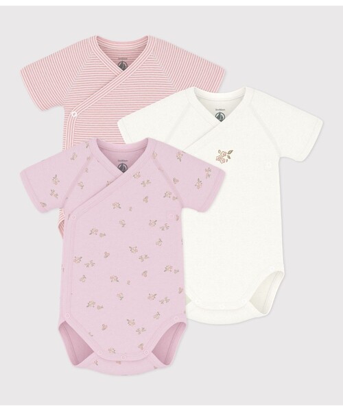 PETIT BATEAU(プチバトー)の「プリント半袖あわせボディ3枚組(肌着・キッズ・その他1・NewBorn/6MONTH/3MONTH/12MONTH)」の1枚目の写真