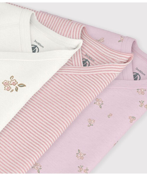 PETIT BATEAU(プチバトー)の「プリント半袖あわせボディ3枚組(肌着・キッズ・その他1・NewBorn/6MONTH/3MONTH/12MONTH)」の2枚目の写真