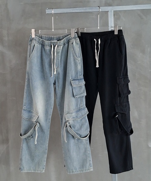 WESTBOY(ウエストボーイ)の「ヴィンテージウォッシュ ニーベルト カーゴデニムパンツ WO26W7PT07(デニムパンツ・メンズ・ブラック/ブルー・M/L/XL)」の12枚目の写真