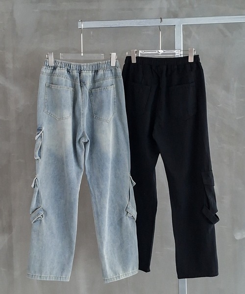 WESTBOY(ウエストボーイ)の「ヴィンテージウォッシュ ニーベルト カーゴデニムパンツ WO26W7PT07(デニムパンツ・メンズ・ブラック/ブルー・M/L/XL)」の13枚目の写真