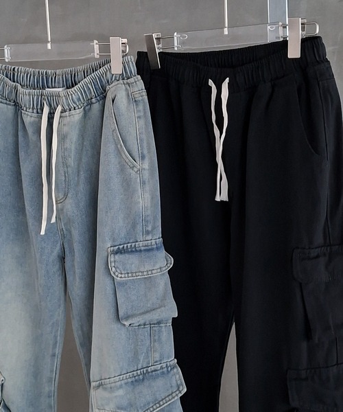 WESTBOY(ウエストボーイ)の「ヴィンテージウォッシュ ニーベルト カーゴデニムパンツ WO26W7PT07(デニムパンツ・メンズ・ブラック/ブルー・M/L/XL)」の14枚目の写真
