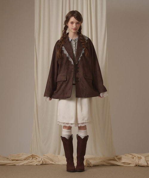 hazyl(ヘイジル)の「lace tailored jacket / レーステーラードジャケット(テーラードジャケット・レディース・グレー/キャメル/ブラウン・フリー)」の15枚目の写真