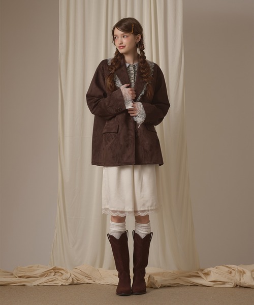 hazyl(ヘイジル)の「lace tailored jacket / レーステーラードジャケット(テーラードジャケット・レディース・グレー/キャメル/ブラウン・フリー)」の16枚目の写真