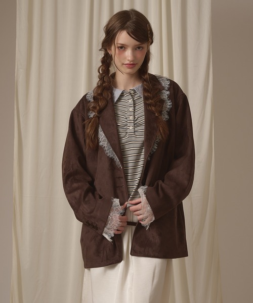 hazyl(ヘイジル)の「lace tailored jacket / レーステーラードジャケット(テーラードジャケット・レディース・グレー/キャメル/ブラウン・フリー)」の19枚目の写真