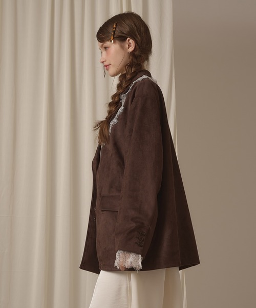 hazyl(ヘイジル)の「lace tailored jacket / レーステーラードジャケット(テーラードジャケット・レディース・グレー/キャメル/ブラウン・フリー)」の20枚目の写真