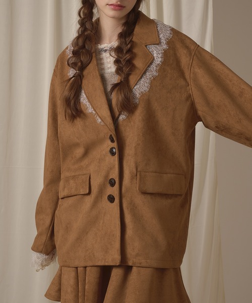 hazyl(ヘイジル)の「lace tailored jacket / レーステーラードジャケット(テーラードジャケット・レディース・グレー/キャメル/ブラウン・フリー)」の22枚目の写真