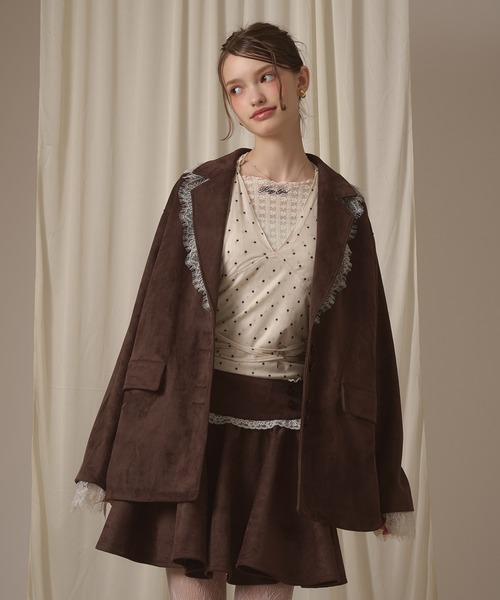 hazyl(ヘイジル)の「lace tailored jacket / レーステーラードジャケット(テーラードジャケット・レディース・グレー/キャメル/ブラウン・フリー)」の7枚目の写真