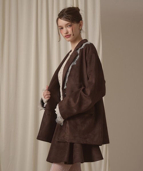 hazyl(ヘイジル)の「lace tailored jacket / レーステーラードジャケット(テーラードジャケット・レディース・グレー/キャメル/ブラウン・フリー)」の10枚目の写真