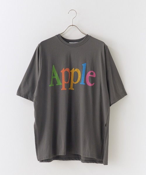 Chick(チック)の「Apple Colorful Print Big Silhouette T-Shirt / Apple カラフル プリント ビッグシルエット Tシャツ 半袖 クルーネック オーバーサイズ プリントTシャツ レディース メンズ 2026年 夏 夏服(Tシャツ/カットソー・レディース・チャコール/ピンク/ホワイト・FREE)」の3枚目の写真