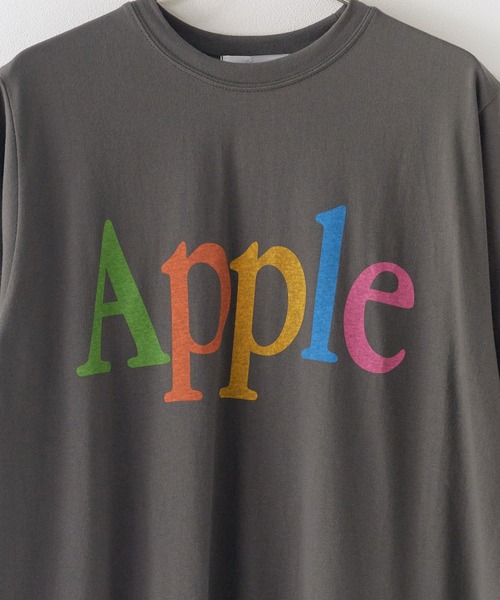 Chick(チック)の「Apple Colorful Print Big Silhouette T-Shirt / Apple カラフル プリント ビッグシルエット Tシャツ 半袖 クルーネック オーバーサイズ プリントTシャツ レディース メンズ 2026年 夏 夏服(Tシャツ/カットソー・レディース・チャコール/ピンク/ホワイト・FREE)」の5枚目の写真