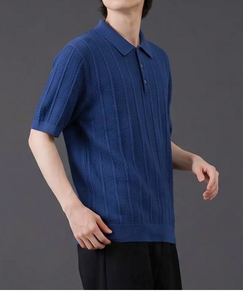 revertical(リバーティカル)の「透かし編み ニットポロシャツ 半袖(ポロシャツ・メンズ・ブラック/ネイビー/ホワイト・MEDIUM/LARGE)」の14枚目の写真