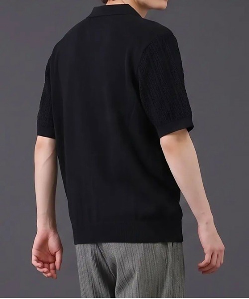 revertical(リバーティカル)の「透かし編み ニットポロシャツ 半袖(ポロシャツ・メンズ・ブラック/ネイビー/ホワイト・MEDIUM/LARGE)」の10枚目の写真