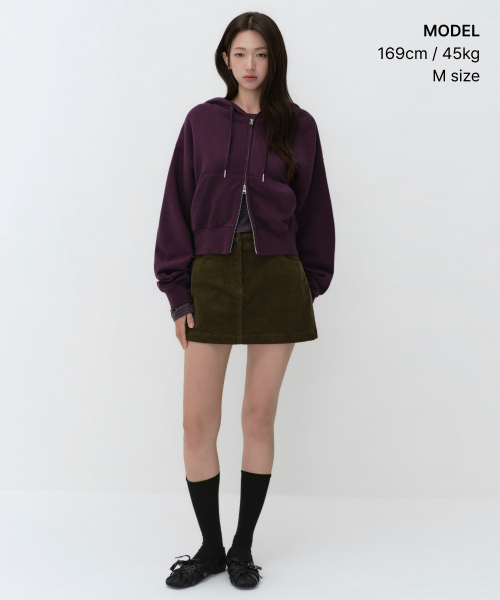 MUSINSA STANDARD WOMAN（ムシンサスタンダードウーマン）の「ウィメンズボリュームクロップフードパーカージップアップ[プラム]（パーカー・レディース・その他・SMALL/MEDIUM/LARGE/X-SMALL）」の2枚目の写真
