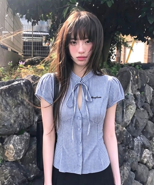 mul.(ムル)の「【TUNE】カットリボンブラウス(Tシャツ/カットソー・レディース・ブルー/ホワイト・FREE)」の8枚目の写真