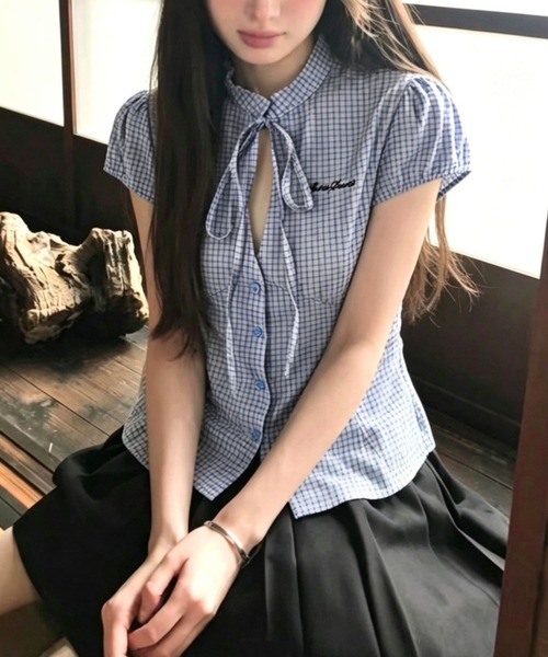 mul.(ムル)の「【TUNE】カットリボンブラウス(Tシャツ/カットソー・レディース・ブルー/ホワイト・FREE)」の9枚目の写真