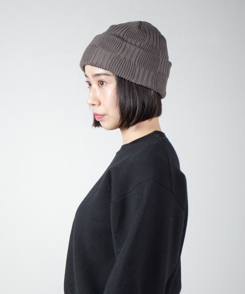 RACAL(ラカル)の「Blocking Rib Knit Panel Knit Beanie / パッチワーク風リブ編み柄ニットビーニー(ニットキャップ/ビーニー・レディース・サックスブルー/ライトピンク/ネイビー/グレー・FREE)」の2枚目の写真