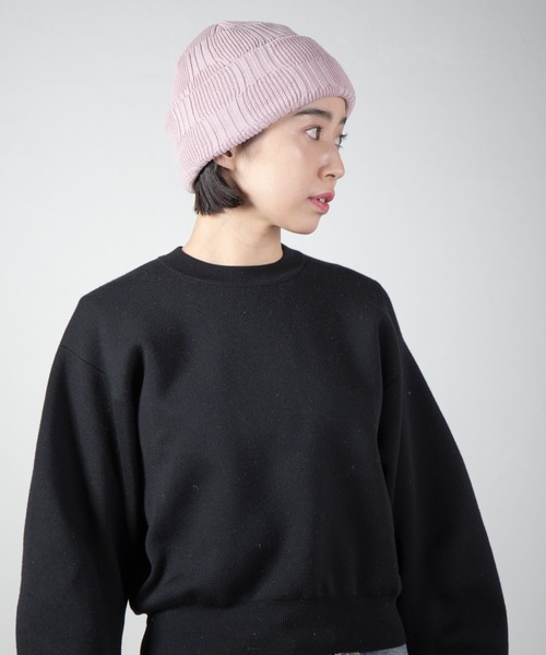 RACAL(ラカル)の「Blocking Rib Knit Panel Knit Beanie / パッチワーク風リブ編み柄ニットビーニー(ニットキャップ/ビーニー・レディース・サックスブルー/ライトピンク/ネイビー/グレー・FREE)」の4枚目の写真