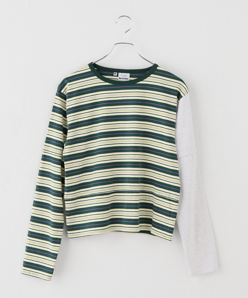 Girls Department Club(ガールズデパートメントクラブ)の「Girls Department Club/ガールズデパートメントクラブ LAYER LS TRIPLE BORDER LAYER(Tシャツ/カットソー・レディース・ベージュ/グリーン・FREE)」の2枚目の写真