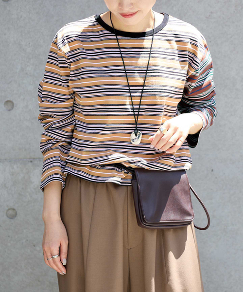 Girls Department Club(ガールズデパートメントクラブ)の「Girls Department Club/ガールズデパートメントクラブ LAYER LS TRIPLE BORDER LAYER(Tシャツ/カットソー・レディース・ベージュ/グリーン・FREE)」の13枚目の写真