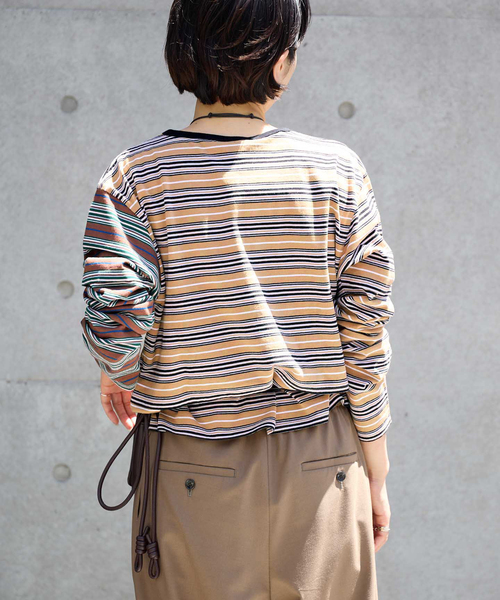 Girls Department Club(ガールズデパートメントクラブ)の「Girls Department Club/ガールズデパートメントクラブ LAYER LS TRIPLE BORDER LAYER(Tシャツ/カットソー・レディース・ベージュ/グリーン・FREE)」の15枚目の写真